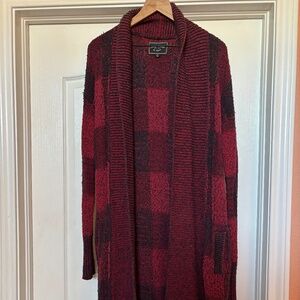 Lucky Brand Plaid Long Cardigan